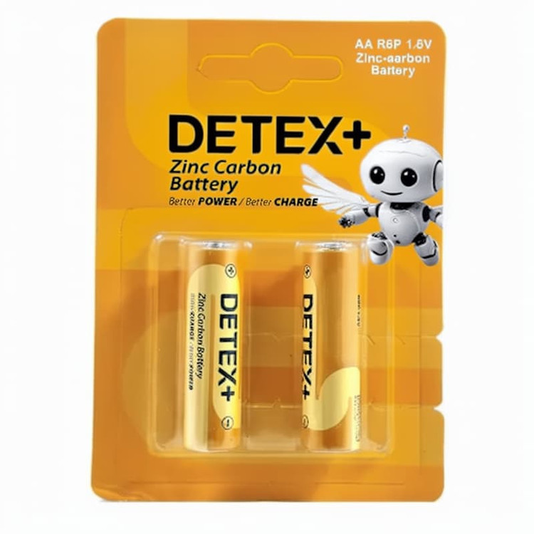 باتری ساده قلمی دتکس پلاس 2 کارتی مدل DETEX+ AA R6P