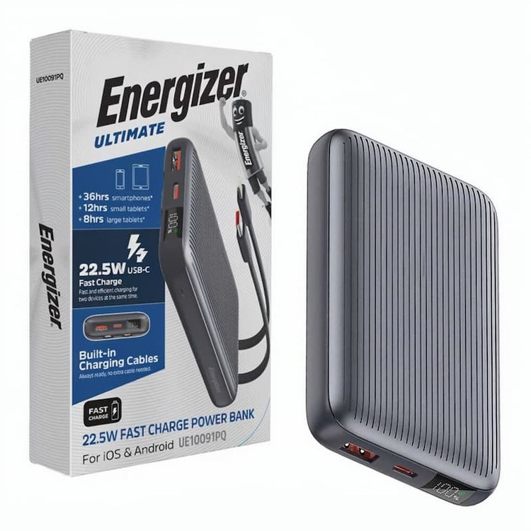 پاوربانک انرجایزر مدل Energizer UE10091PQ 10000mAh 22.5W طوسی