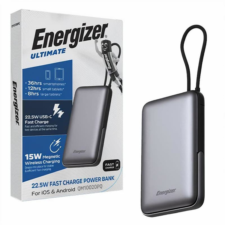 پاوربانک انرجایزر مدل Energizer QM10020PQ 10000mAh 22.5W طوسی