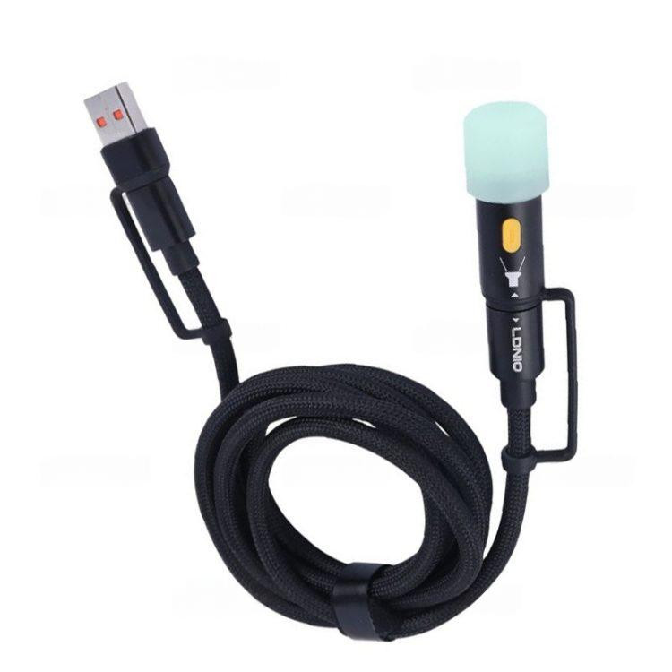 کابل چندکاره LDNIO مدل LC17 ویژگی مجهز به چراغ قوه LED