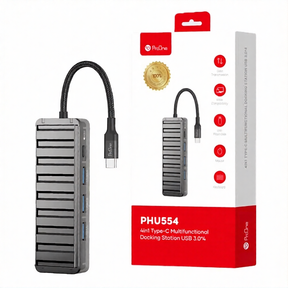 هاب تایپ سی پرووان مدل PROONE PHU554 TYPE-C نقره ای