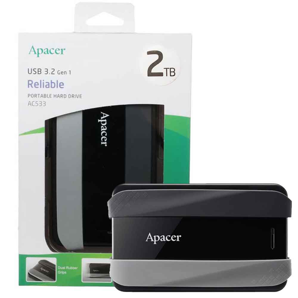 هارد اکسترنال اپیسر مدل Apacer AC533 2TB مشکی طوسی